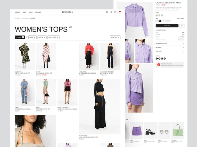 Stylish clothes ecommerce website homepage designed by Eavico
